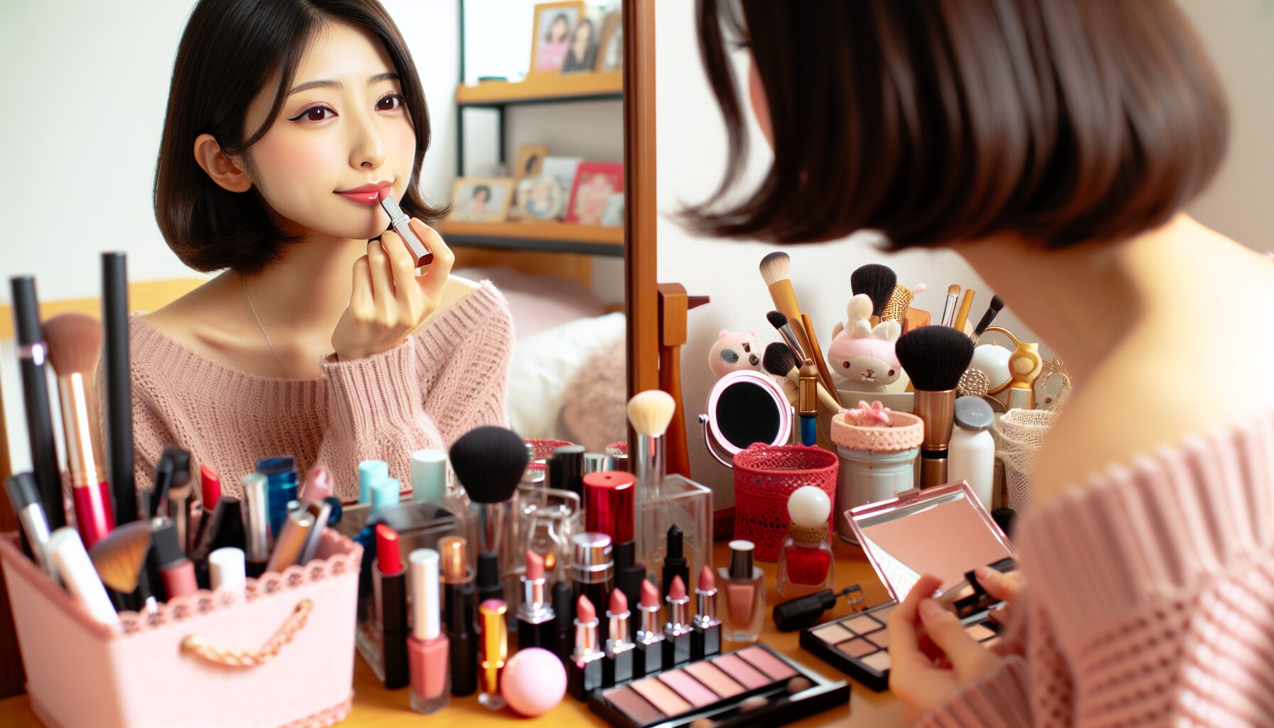メイク　日本人　女性　かわいい　化粧台 image 3